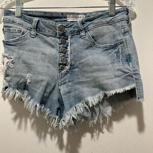 Just USA Light Blue Frayed Jean Shorts
